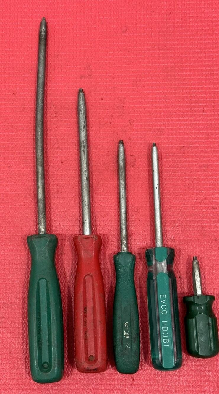 Vintage 5 PC Set Lot Robertson , Evco & More Square Head Screwdriver Set